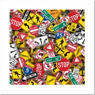 US Road Signs Driving Instructor Posters and Art